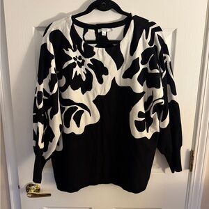 Chico’s Black and White Floral Sweater